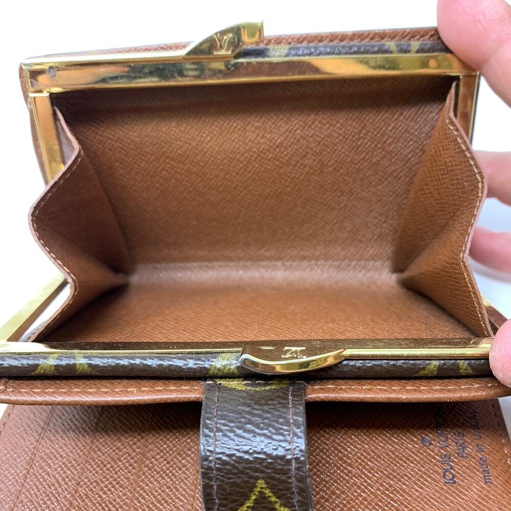 Vintage Louis Vuitton Monogram Kisslock Wallet Bifold Brown Signature Canvas - Picture 7 of 8